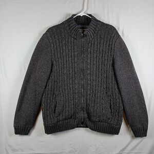 Boston Traders Cardigan Sweater Sherpa Lined‎ Men Extra Large Gray Full Zip